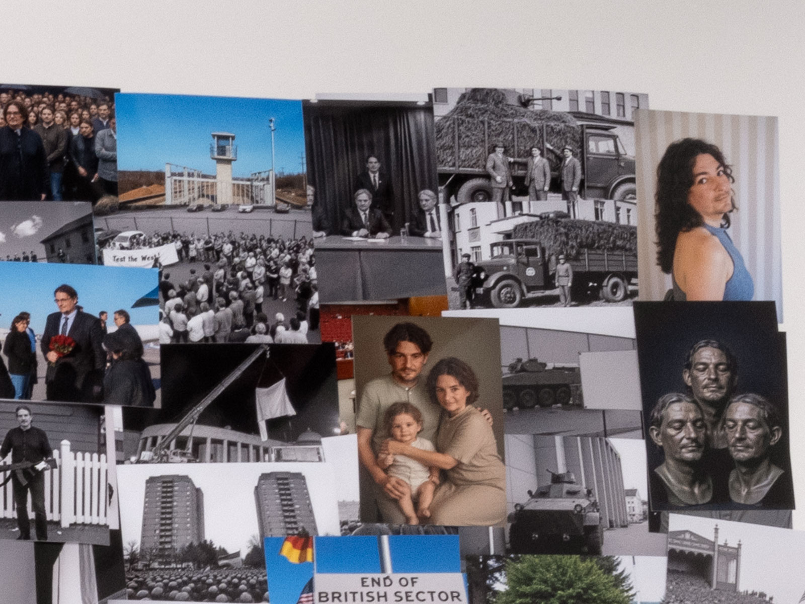 Detailaufnahmen der Arbeit: Sleep Well III. Das 20. Jahrhundert erklärt mit mir selbst mithilfe von KI, Machine-Learning und Fotografie.